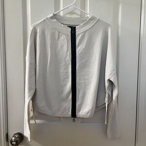 Sarah Pacini 2-Way Zip Cropped Cardigan Sweater Back Zip Details Womens One Size